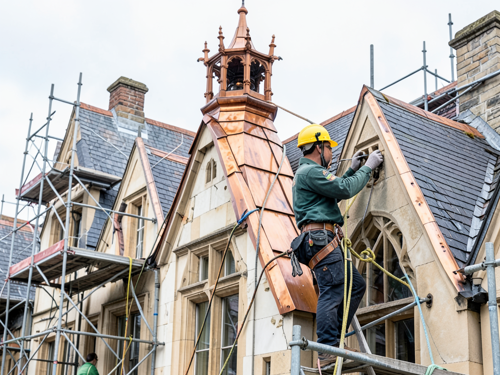 Restoring the steep gables and decorative turrets